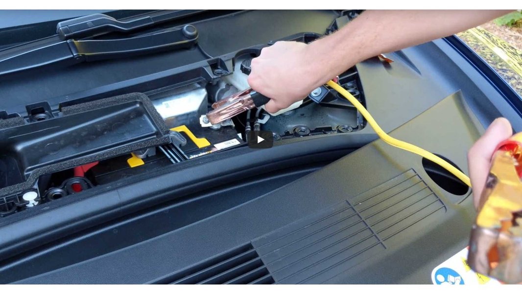 A visual reminder not to use an EV to jump start another vehicle.