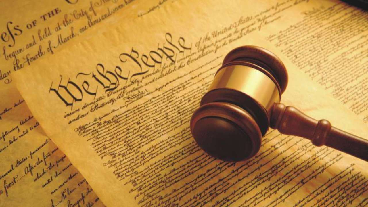 legal books, court building, constitution document