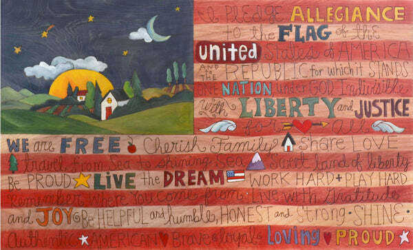scenic landscape with symbolic justice elements