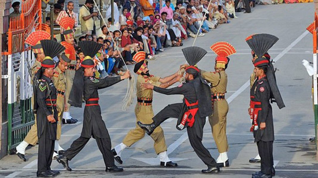 Wagah border ceremony, symbolic of India-Pakistan relations