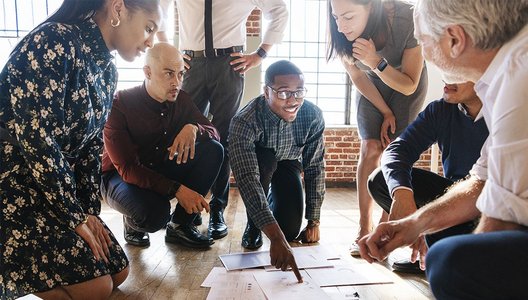 diverse team working together