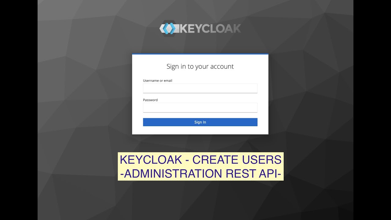 Keycloak server console with web API code