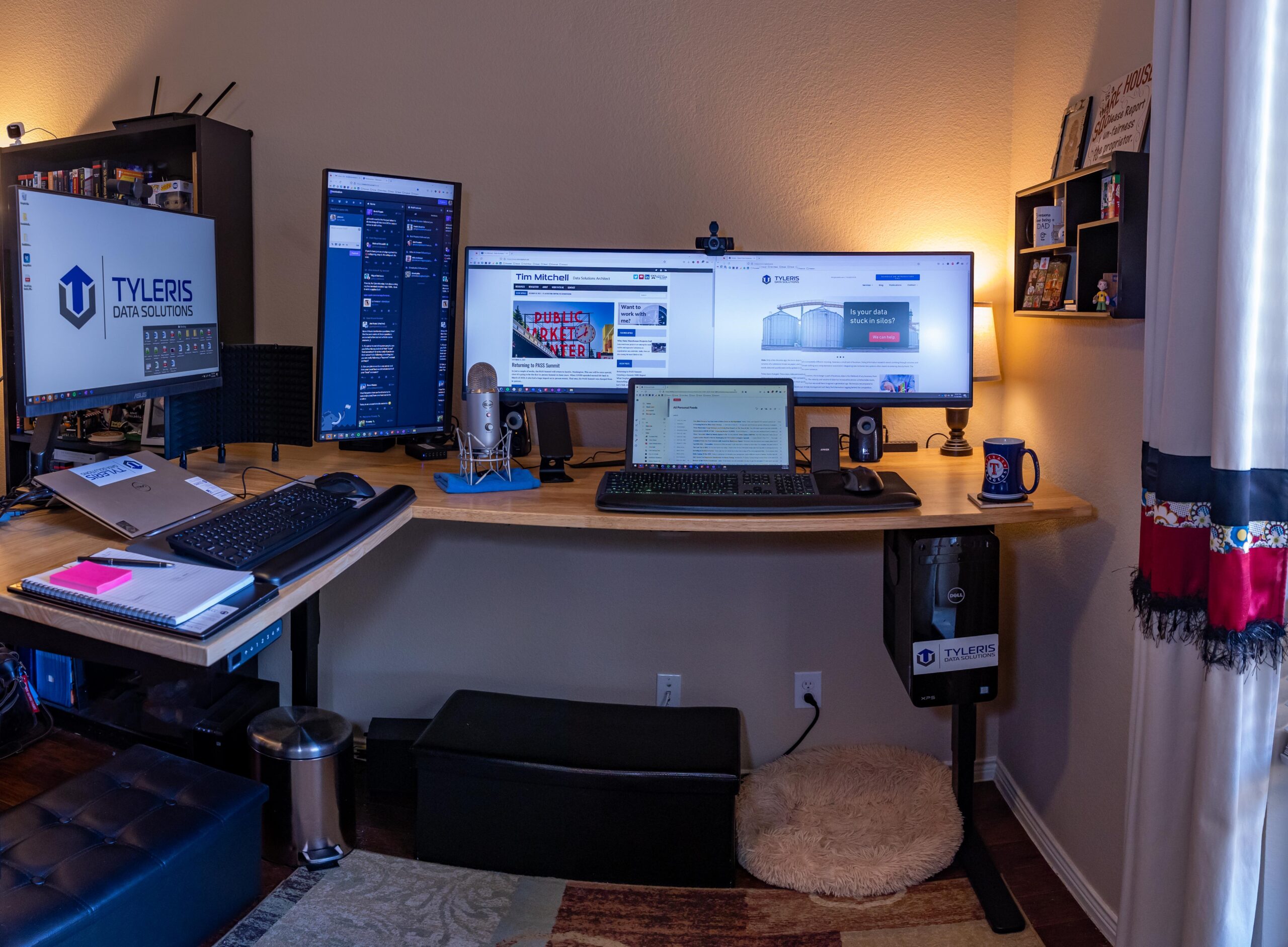 office setup with computers and emails