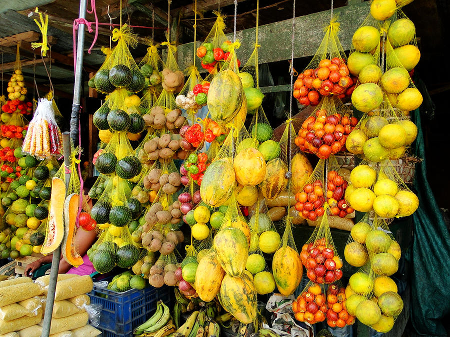tropical fruits market display
