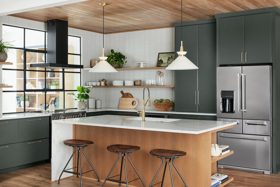Modern kitchen with elegantly painted cabinets