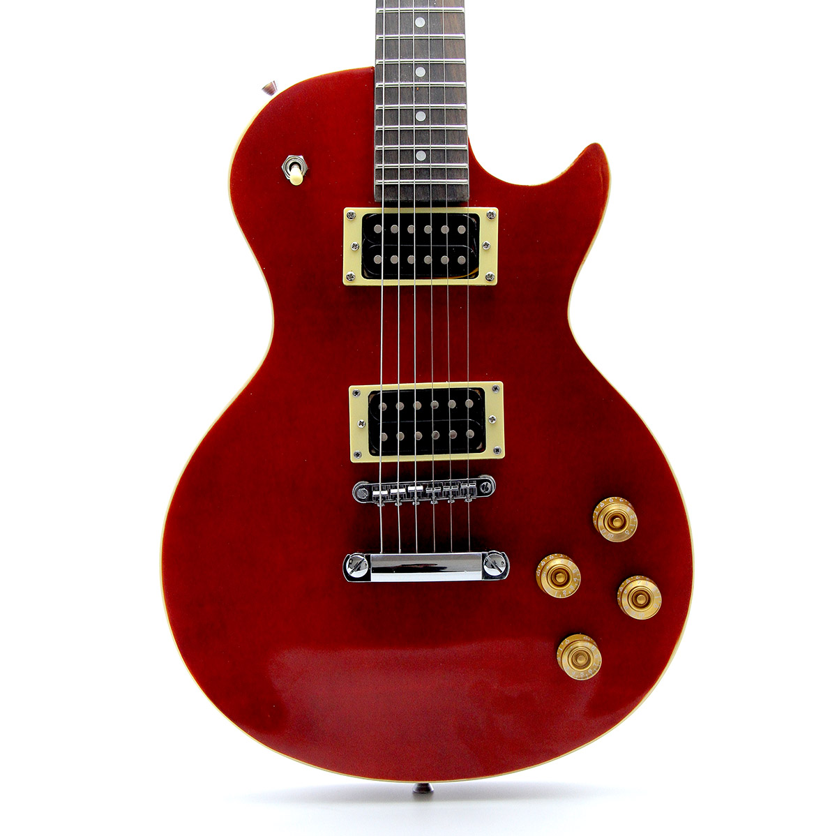 wine red guitar on display