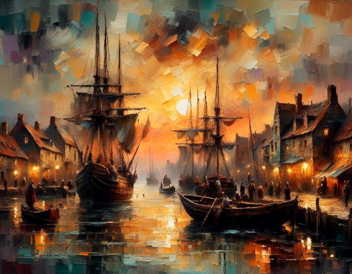 old ship harbor scenery