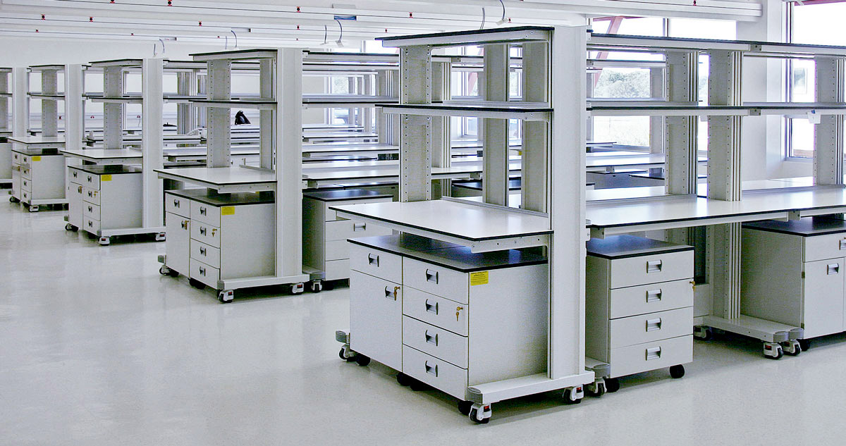 laboratory equipment on a lab bench