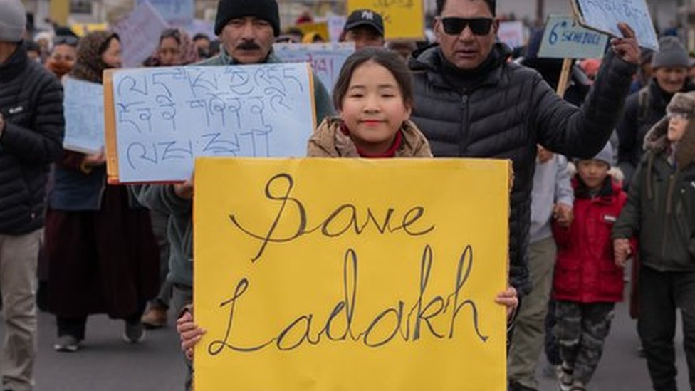 ladakh mountains protest