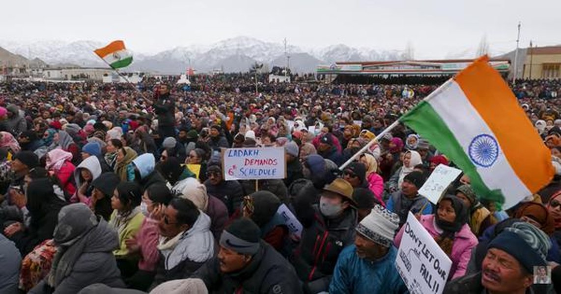 Sonam Wangchuk during a protest