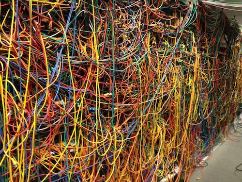 scenic computer server room with network cables