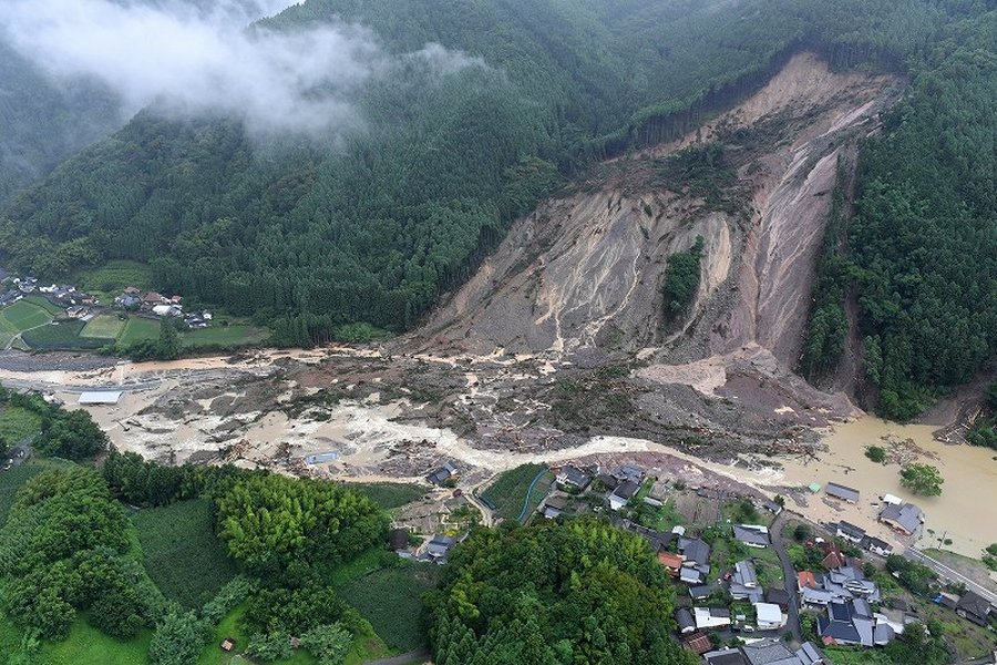 Landslide damage in a developed area