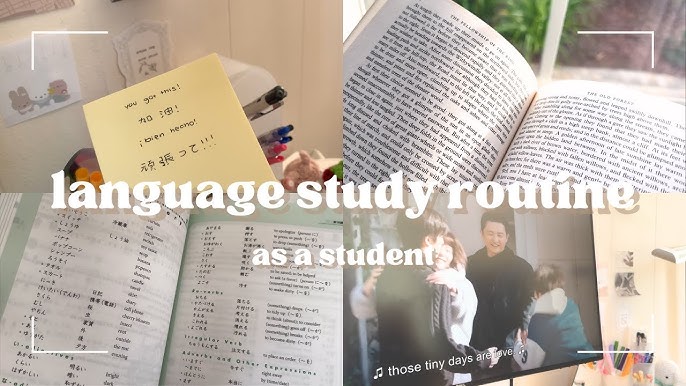 language textbooks on a study desk