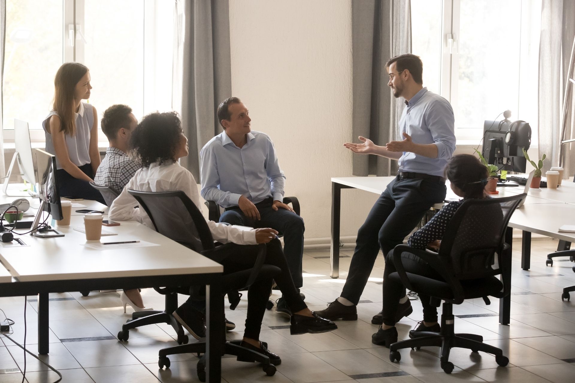 leadership team meeting in an office