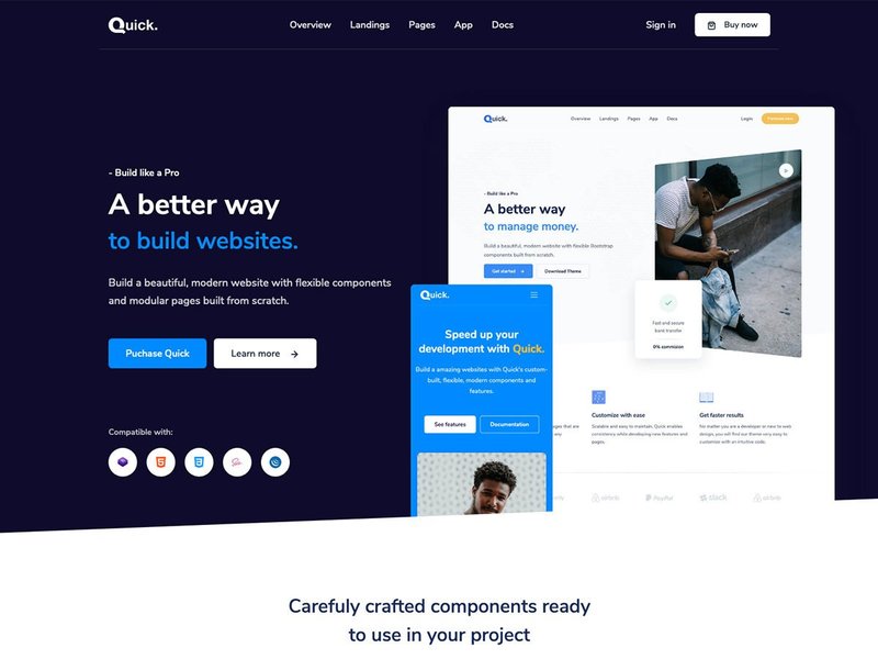 Example of a website UI kit built with Bootstrap
