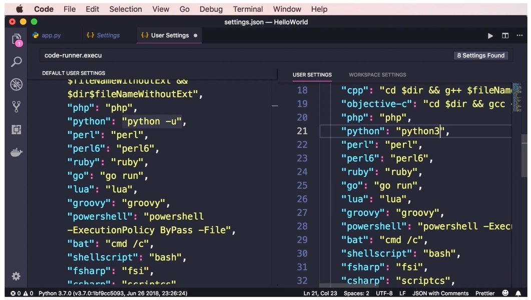 Python code 'print(Hello World)' running in a terminal