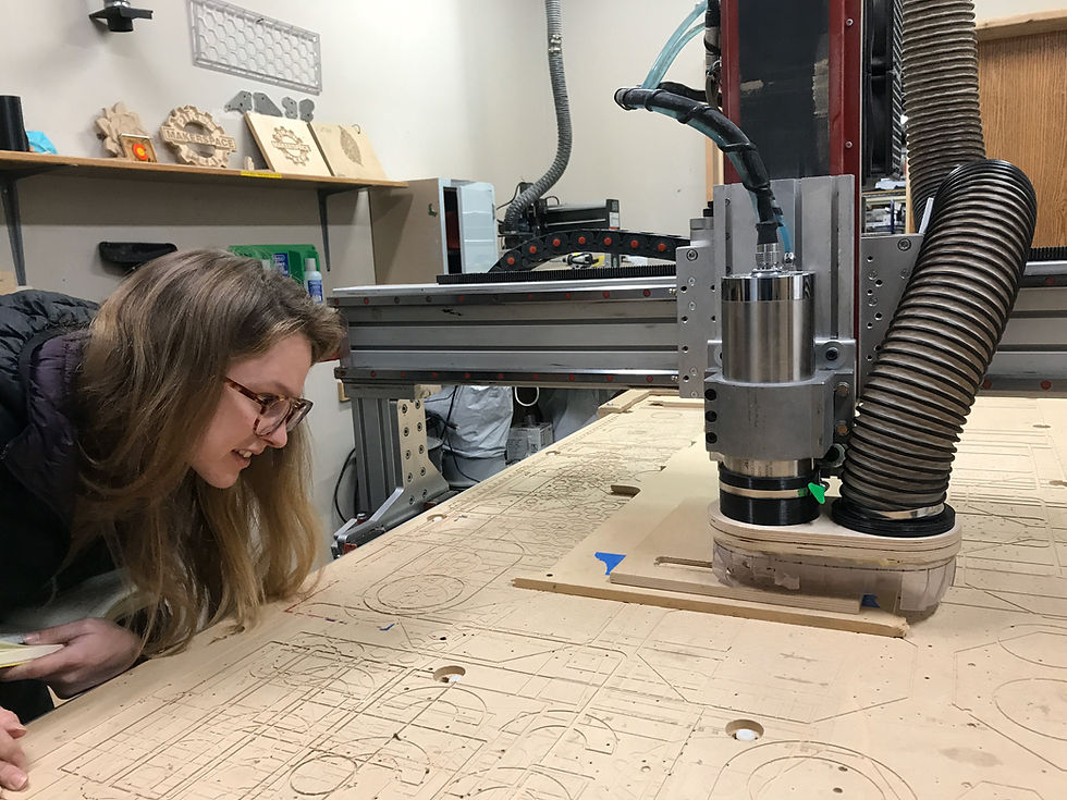 modern makerspace with woodworking tools and 3D printers