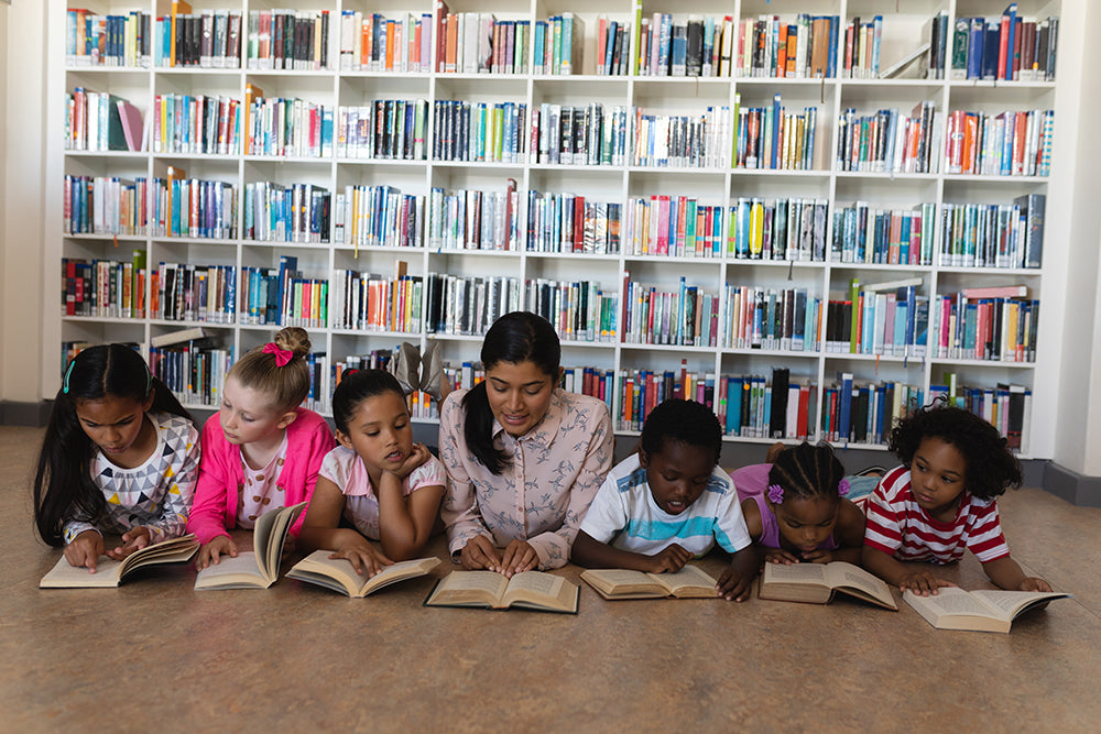 scenic view with books and learning tools