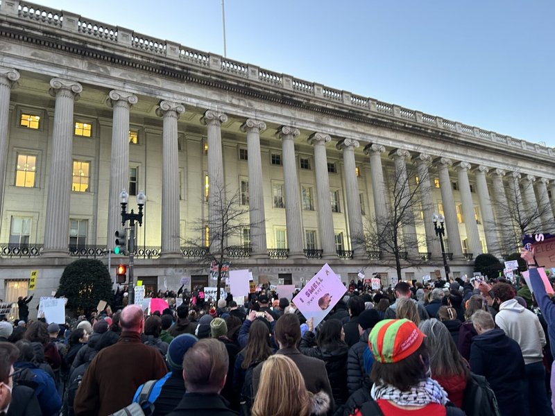 government building and crowd