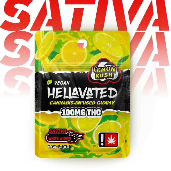 A single Lemon Kush infused gummy edible