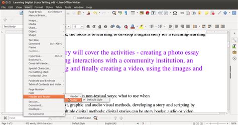 LibreOffice Writer footer customization