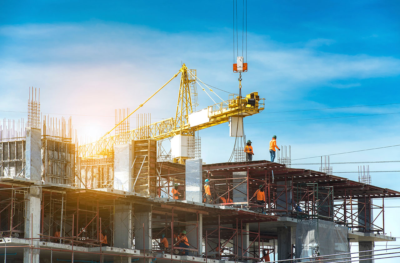 urban construction site concrete structures