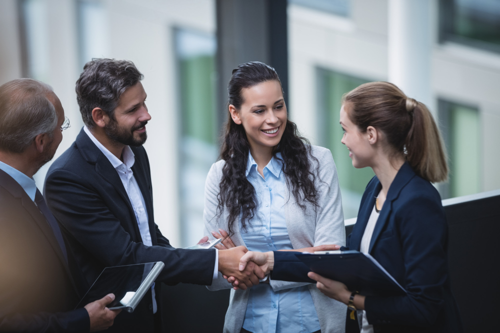 professional networking office scene