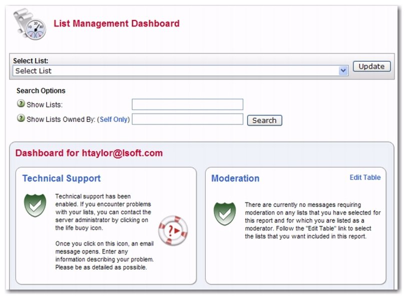 LISTSERV List Management Dashboard