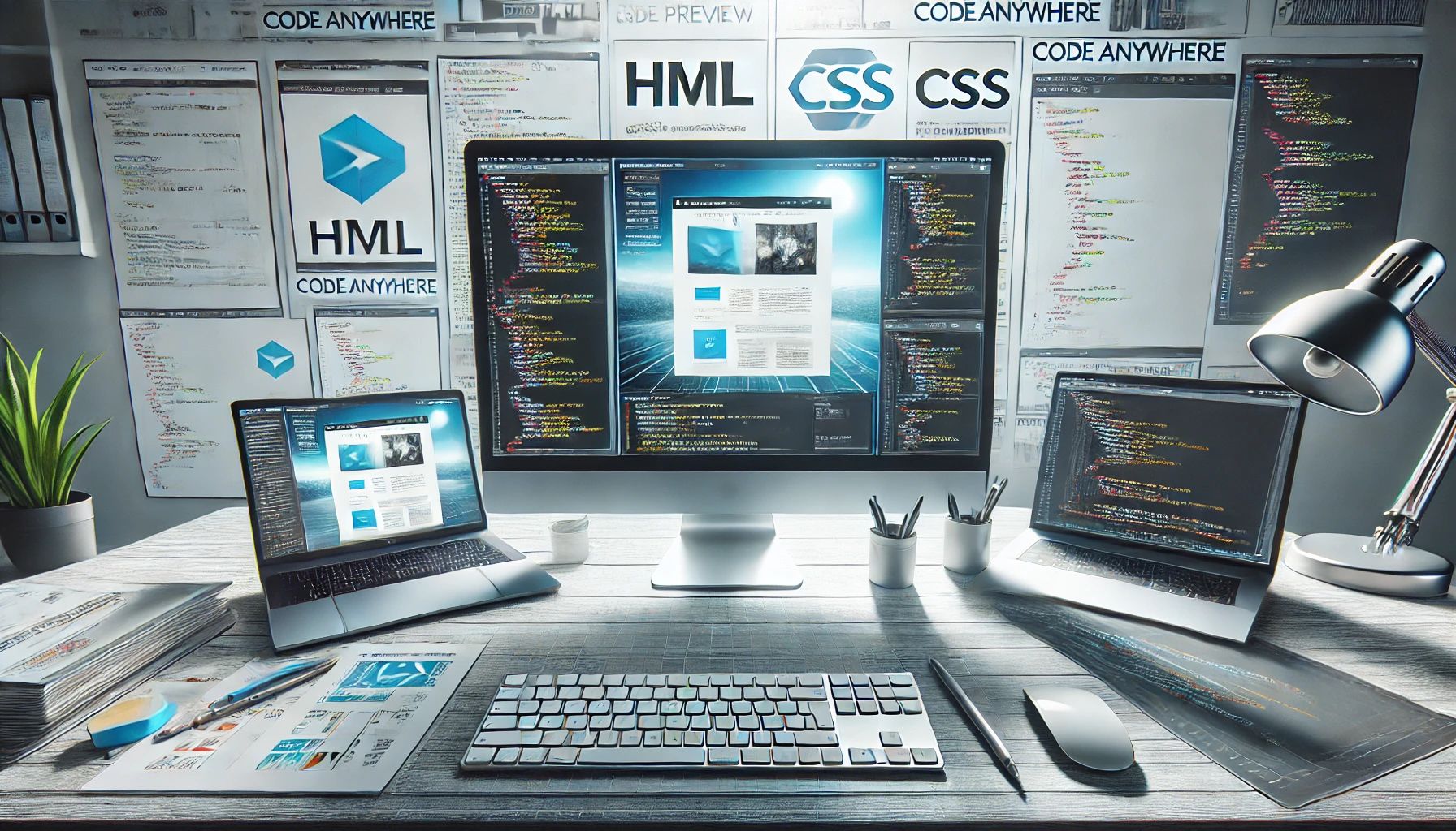 modern development workspace and code terminal