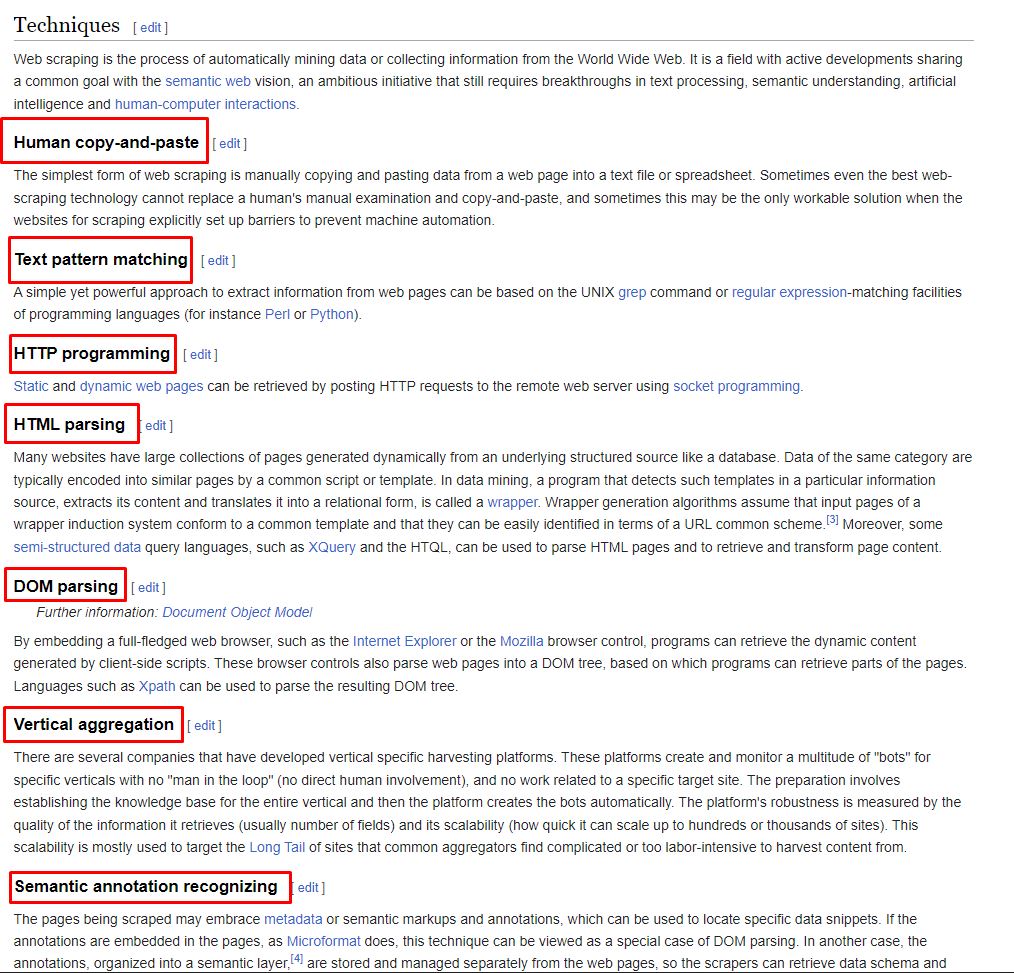 web scraping data coding documentation