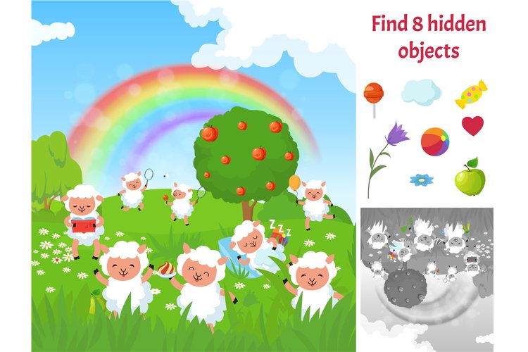 landscape and objects related to logic puzzle