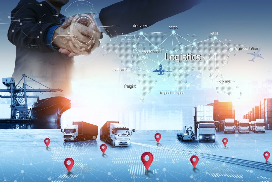 logistics warehouses transport trucks global supply chain management