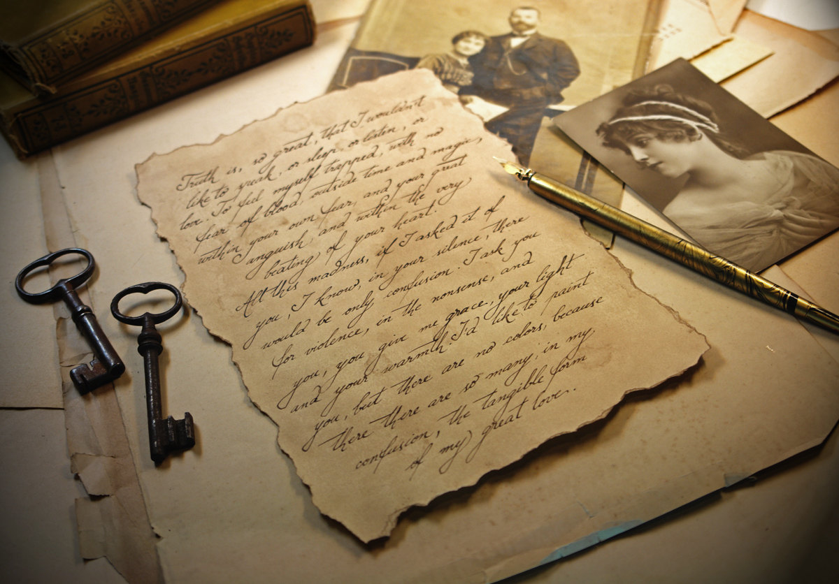 romantic handwritten letter with vintage stationery