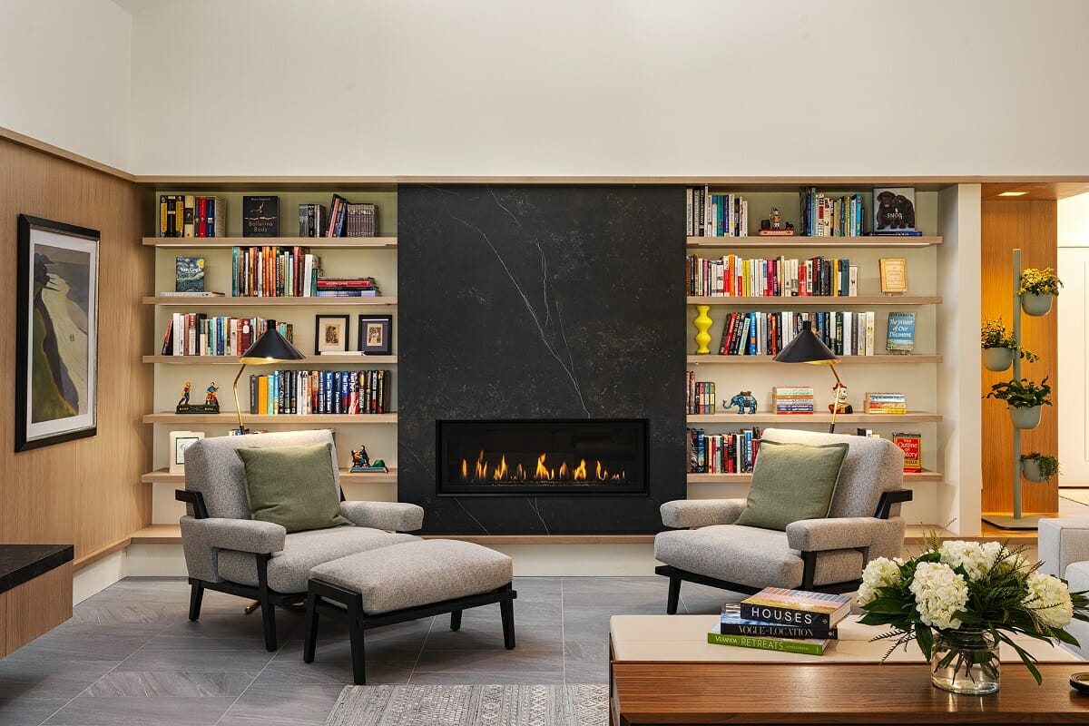 modern library reading setup