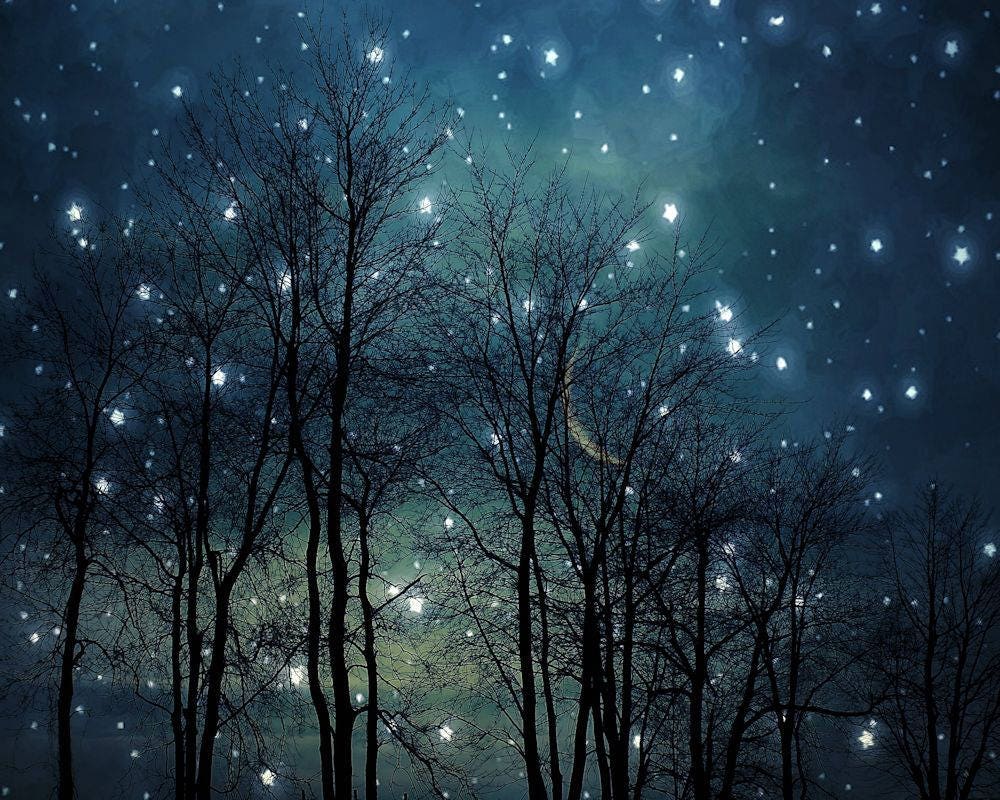 scenic night sky with dreamlike surreal elements