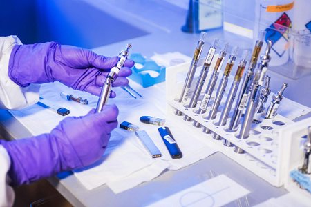 medical research laboratory and clinical trial setting