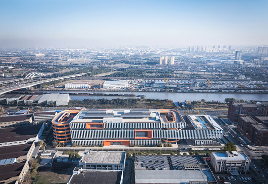 aerial view of modern cityscape industrial area