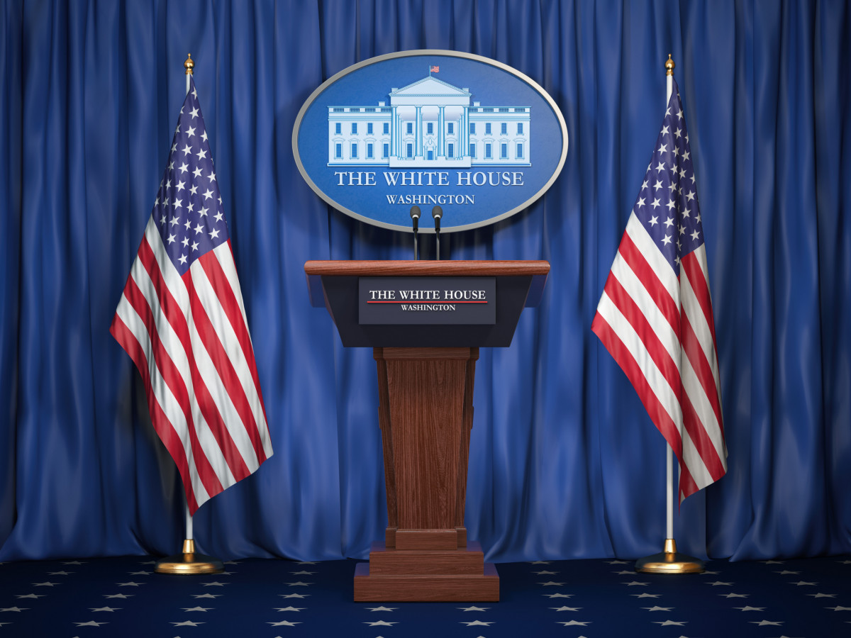political conference white house podium