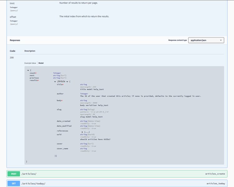 Swagger UI generated by drf-yasg for a Django REST Framework API