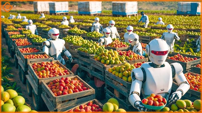 mangoes in field agroprocessing equipment