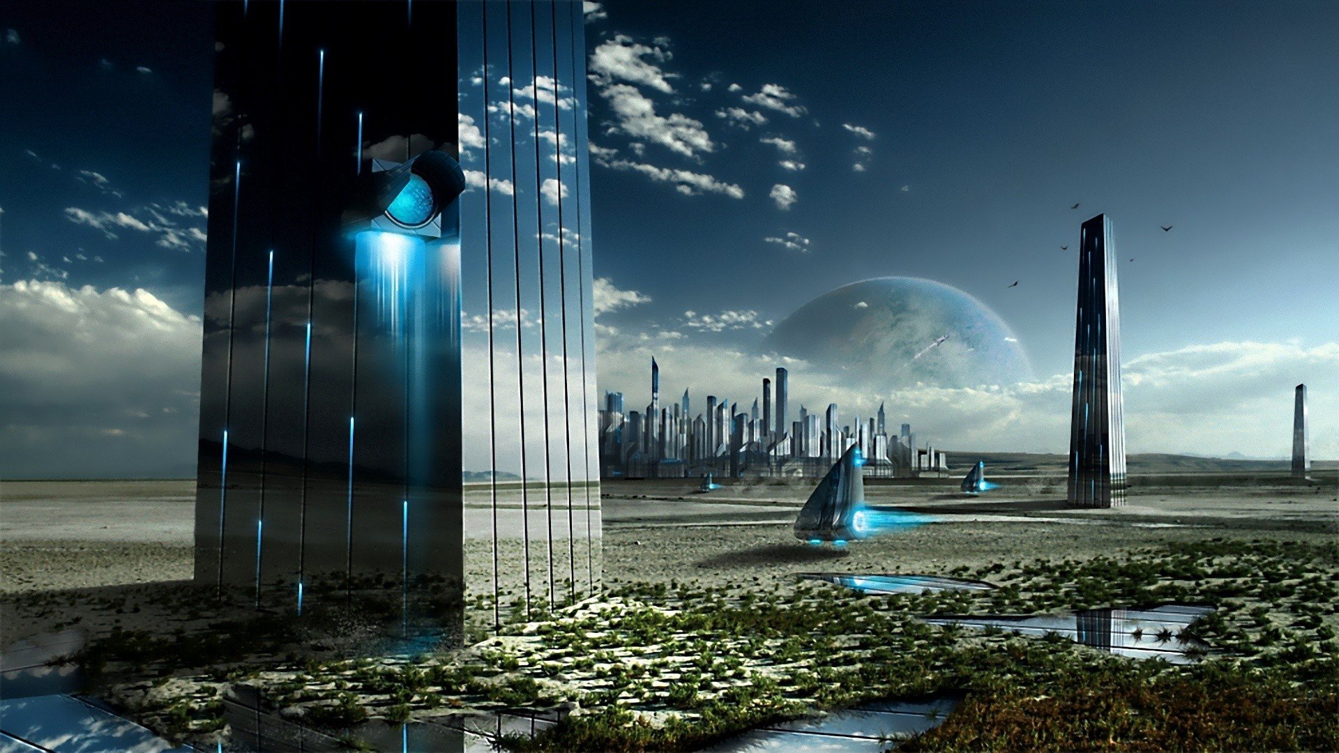 futuristic cityscape and advanced technology
