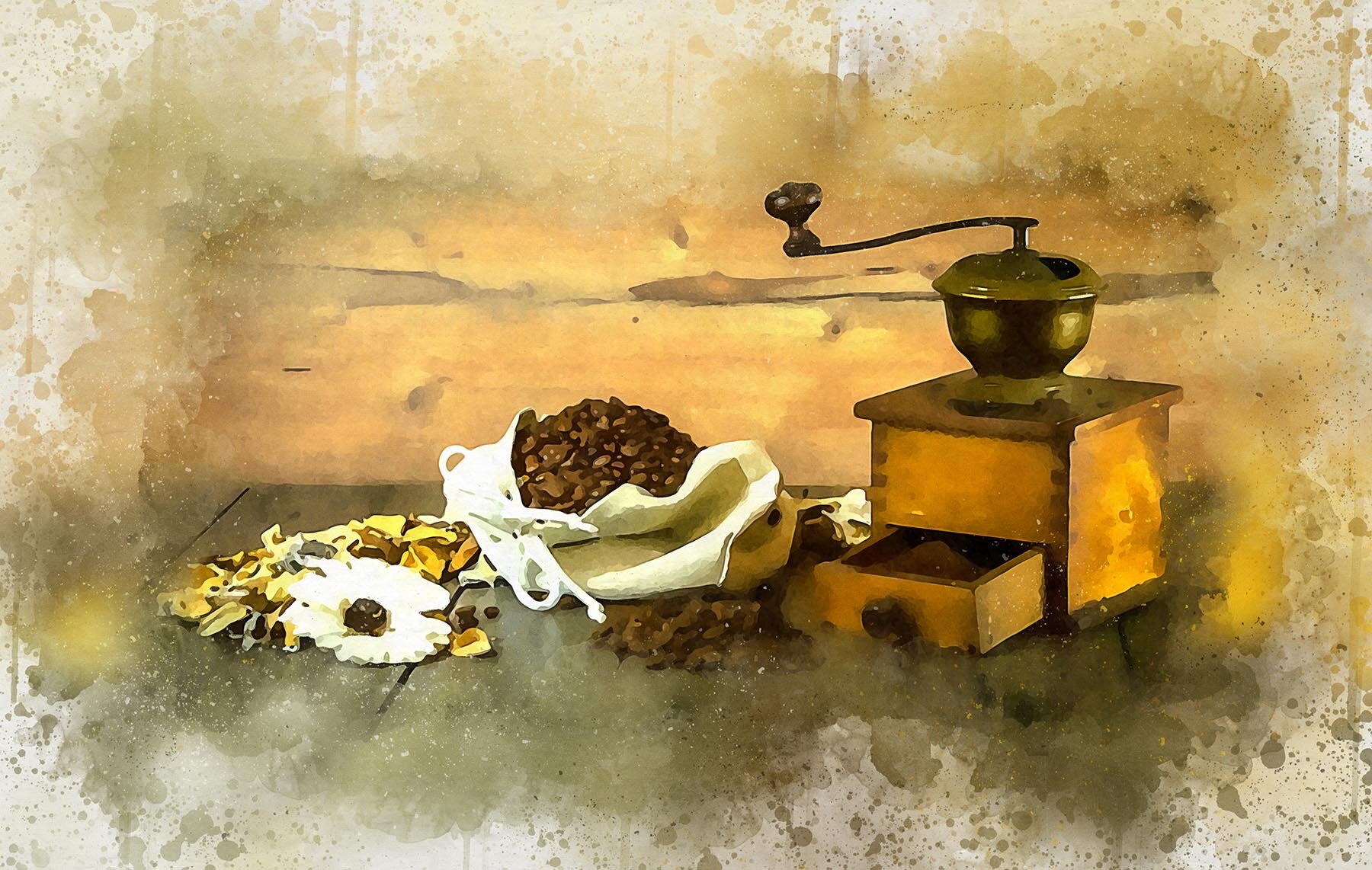 coffee grinder on wooden table
