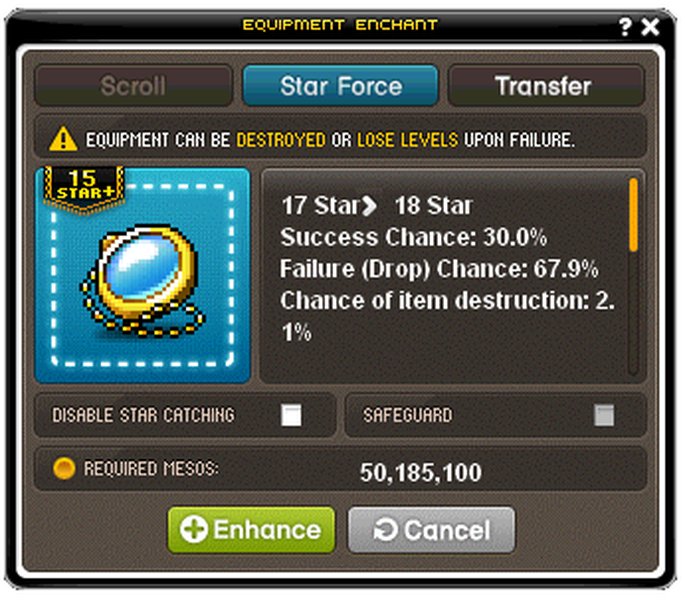 Star Force Enhancement Example UI