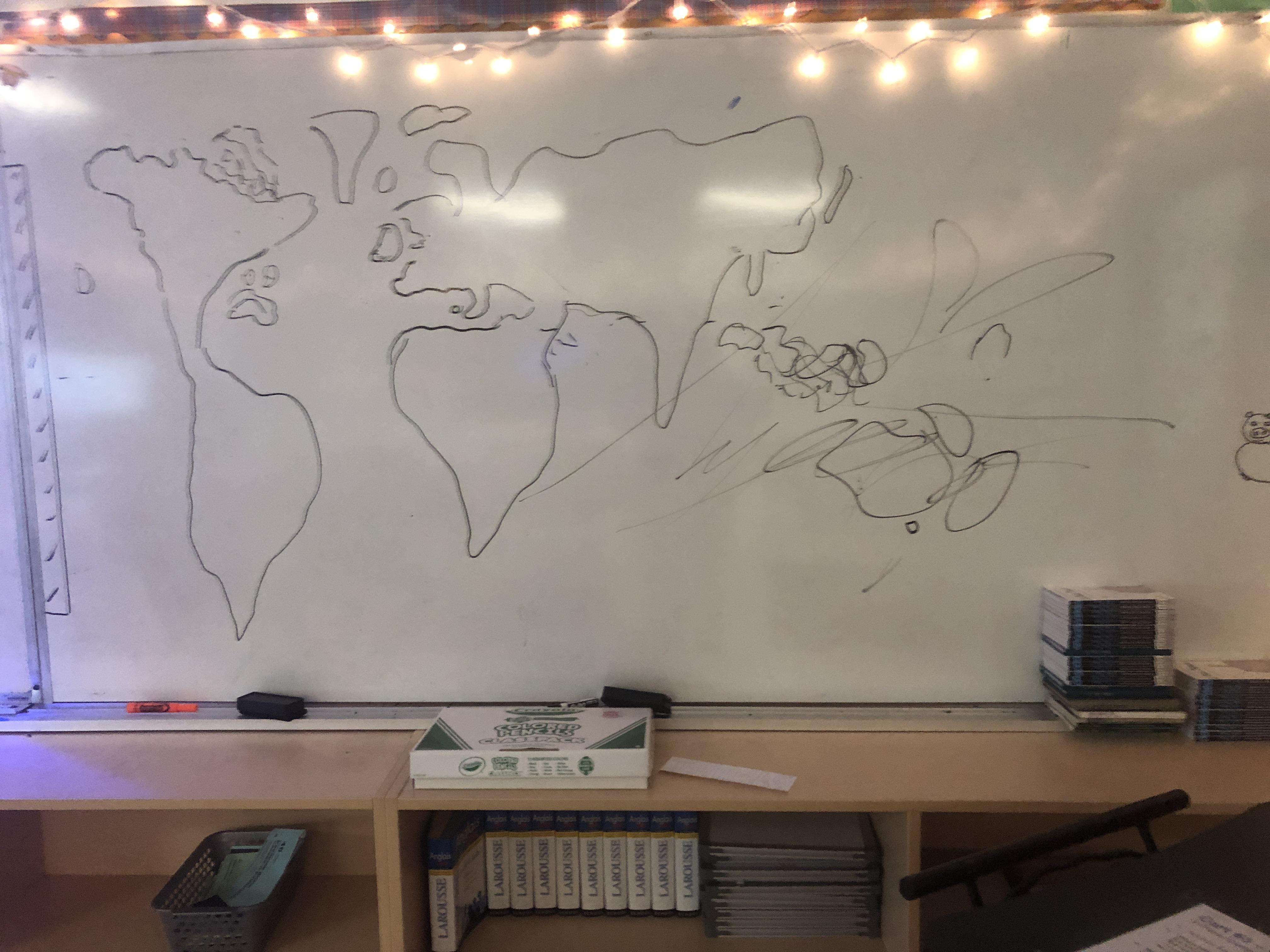 classroom whiteboard maps drawing