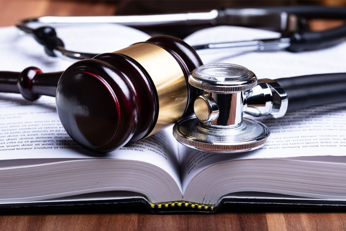 law books and medical tools