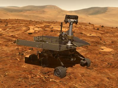 mars landscape with robots