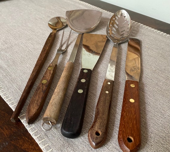 rustic cooking utensils wood steel