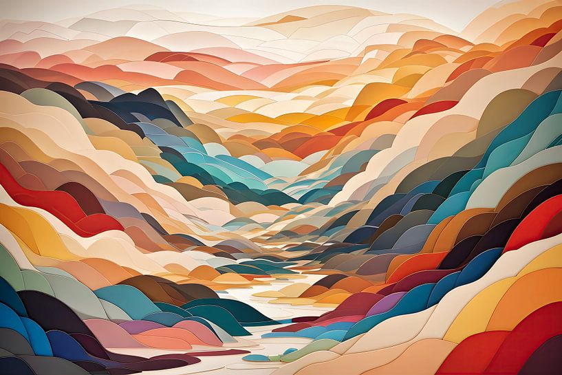 landscape of layered abstract forms