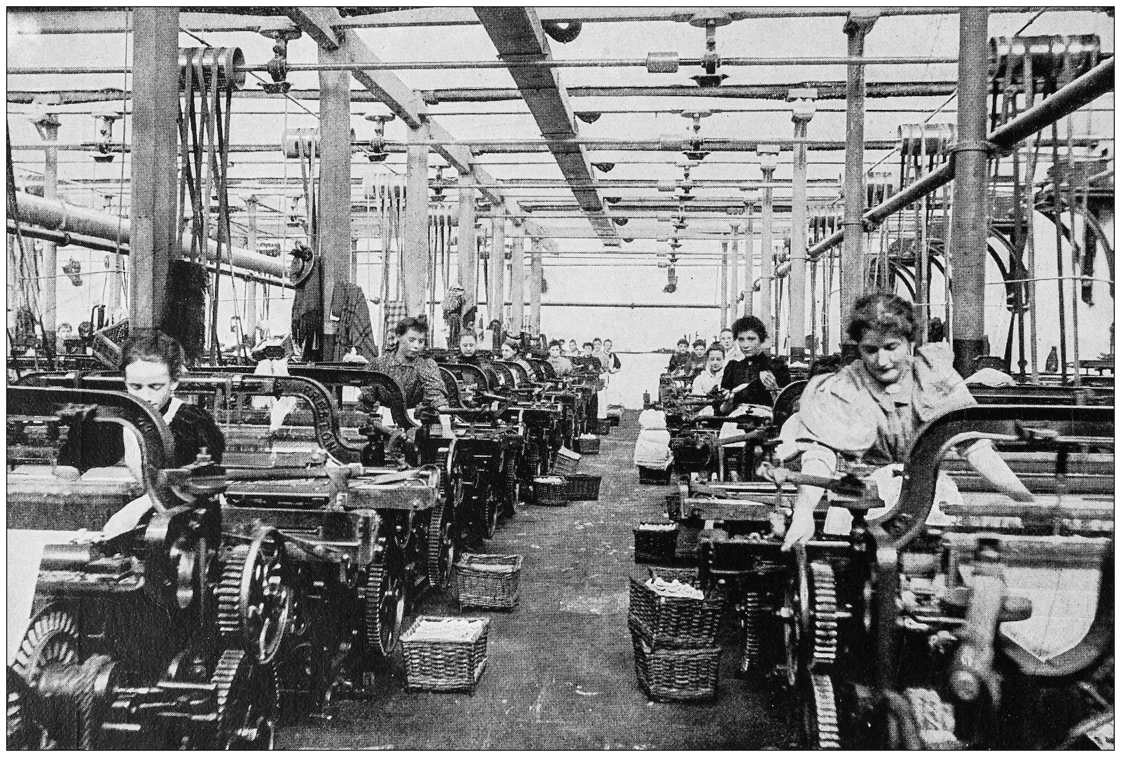 historical production machinery and social gathering