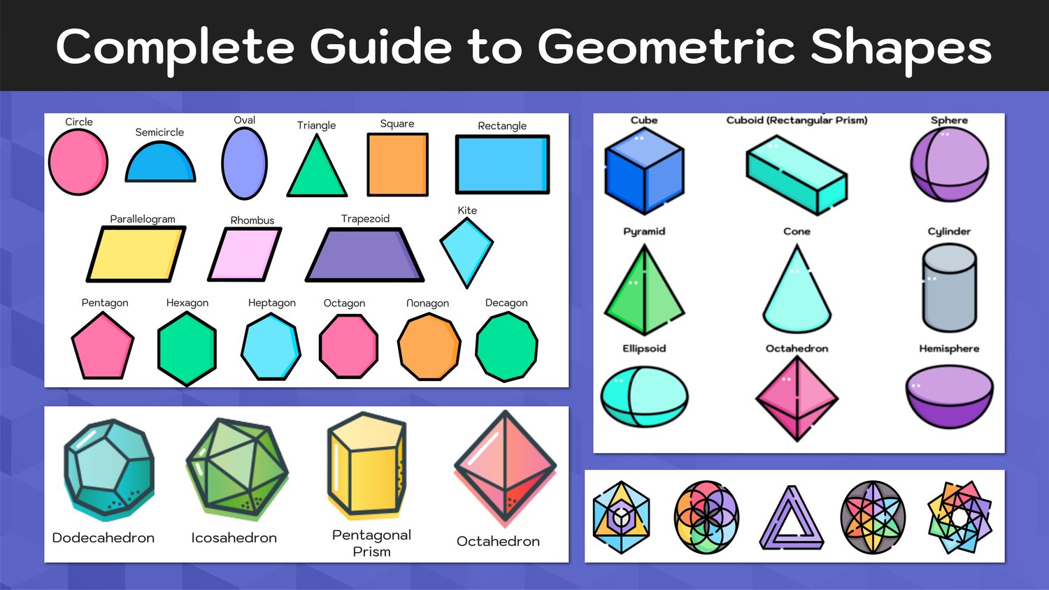 colorful math objects and shapes